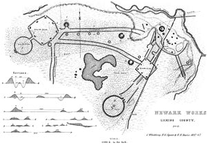 Map of Newark Earthworks (Squier and Davis, Ancient Monuments of the Mississippi Valley, 1848)